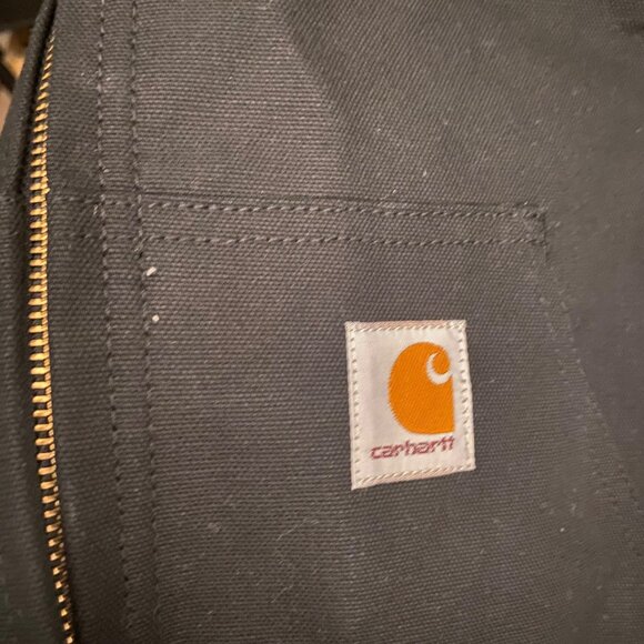 Carhartt Duck Thermal-Lined Active Jacket Loose Fit Hooded Black Canvas 0J0131 S - Picture 8 of 12